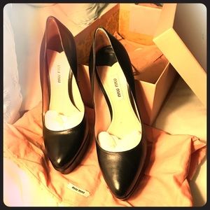 Black Leather Miu Miu Pumps